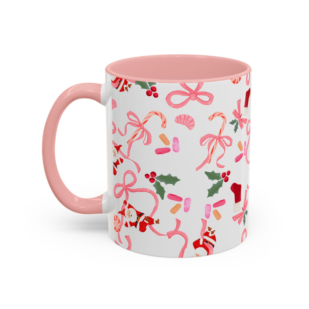 Coffee Mug - Santa, Bows and Sweet Treats Design