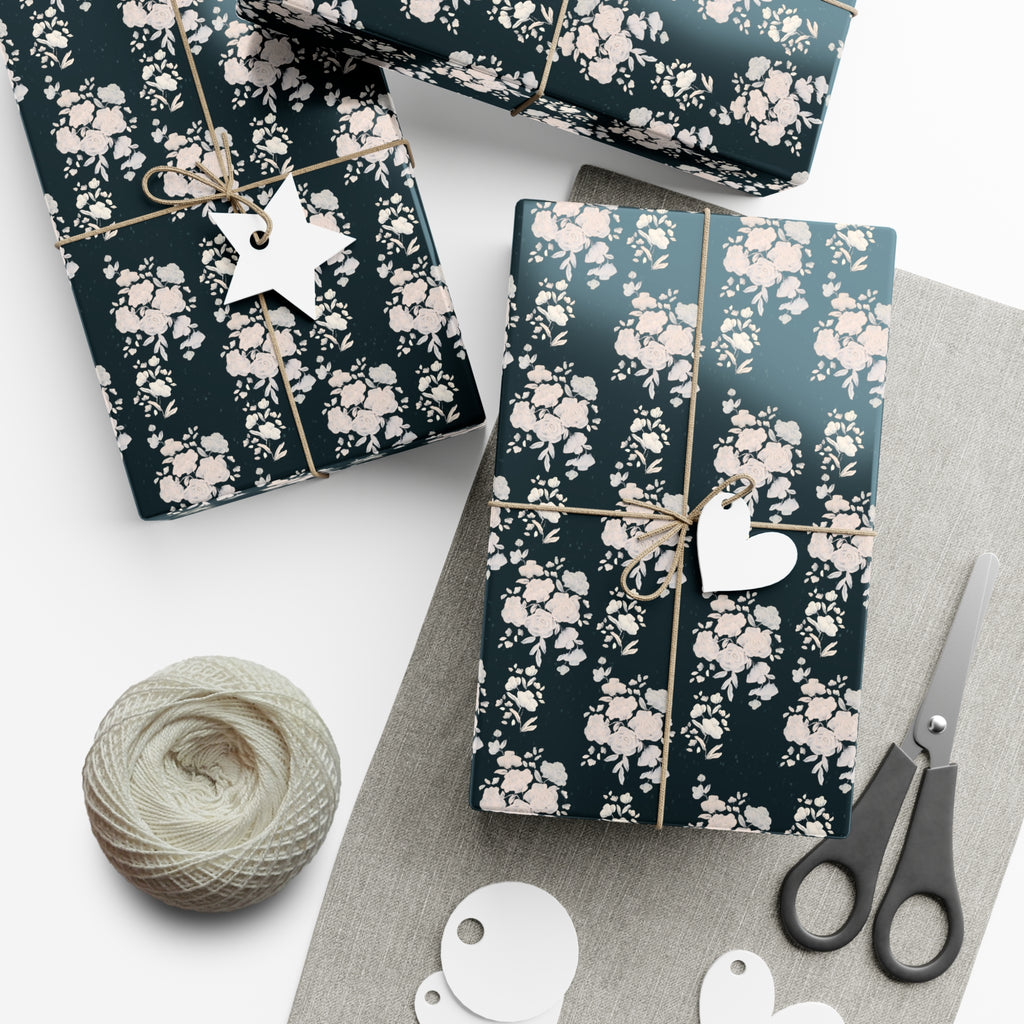 Floral Wrapping Paper, Painted Flowers Gift Wrap, Wrapping Paper Roll, Gift Packaging, Present Decoration, Floral Pattern, Christmas florals
