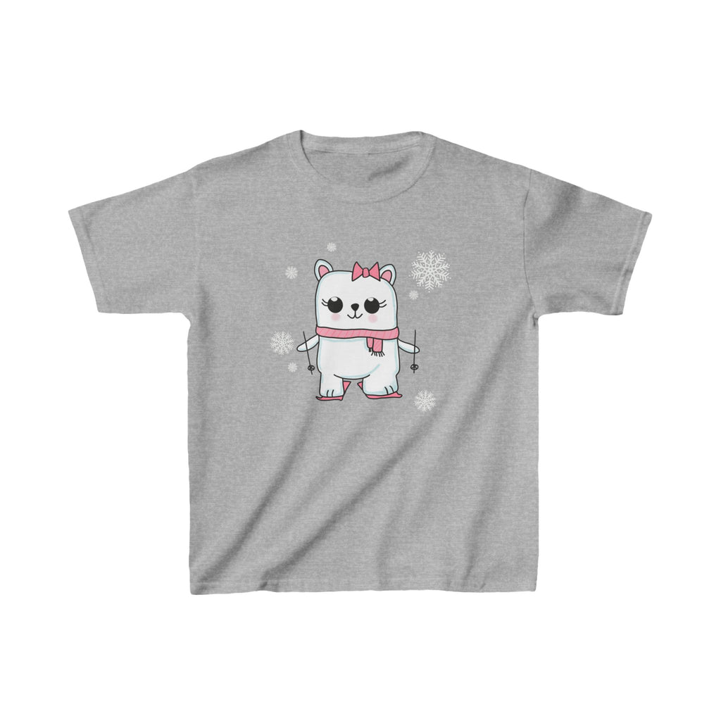 Kids Tee, Winter Polar Bear, Cozy Skiing Snowflakes Shirt, Cute Child T-Shirt, Gift for Kids, Ski Holiday Apparel