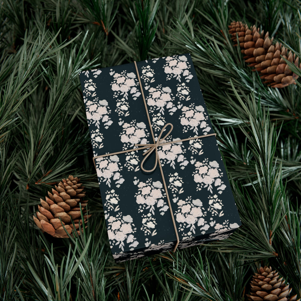 Floral Wrapping Paper, Painted Flowers Gift Wrap, Wrapping Paper Roll, Gift Packaging, Present Decoration, Floral Pattern, Christmas florals