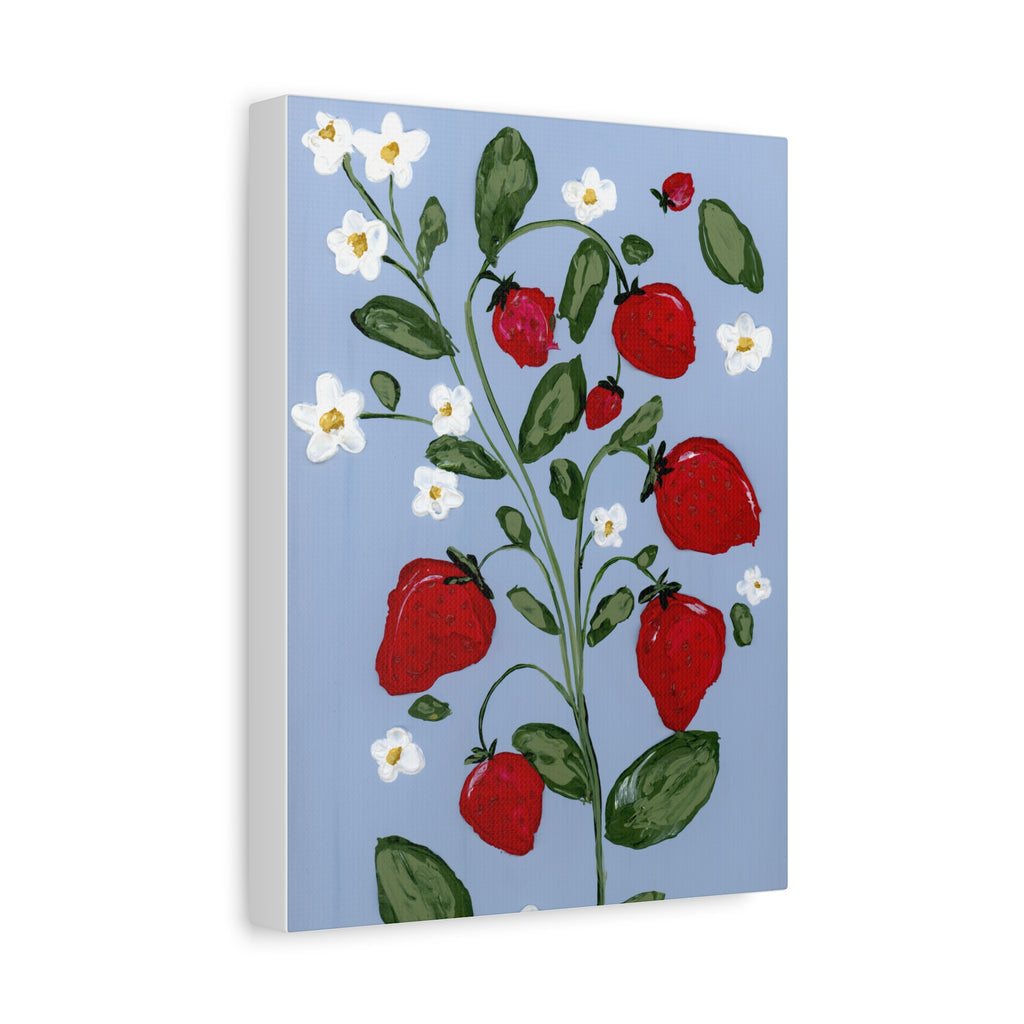 Strawberry Blossoms Art Canvas - Beautiful Floral Wall Decor for Home