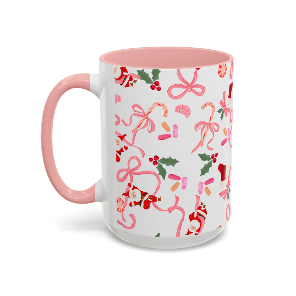 Coffee Mug - Santa, Bows and Sweet Treats Design