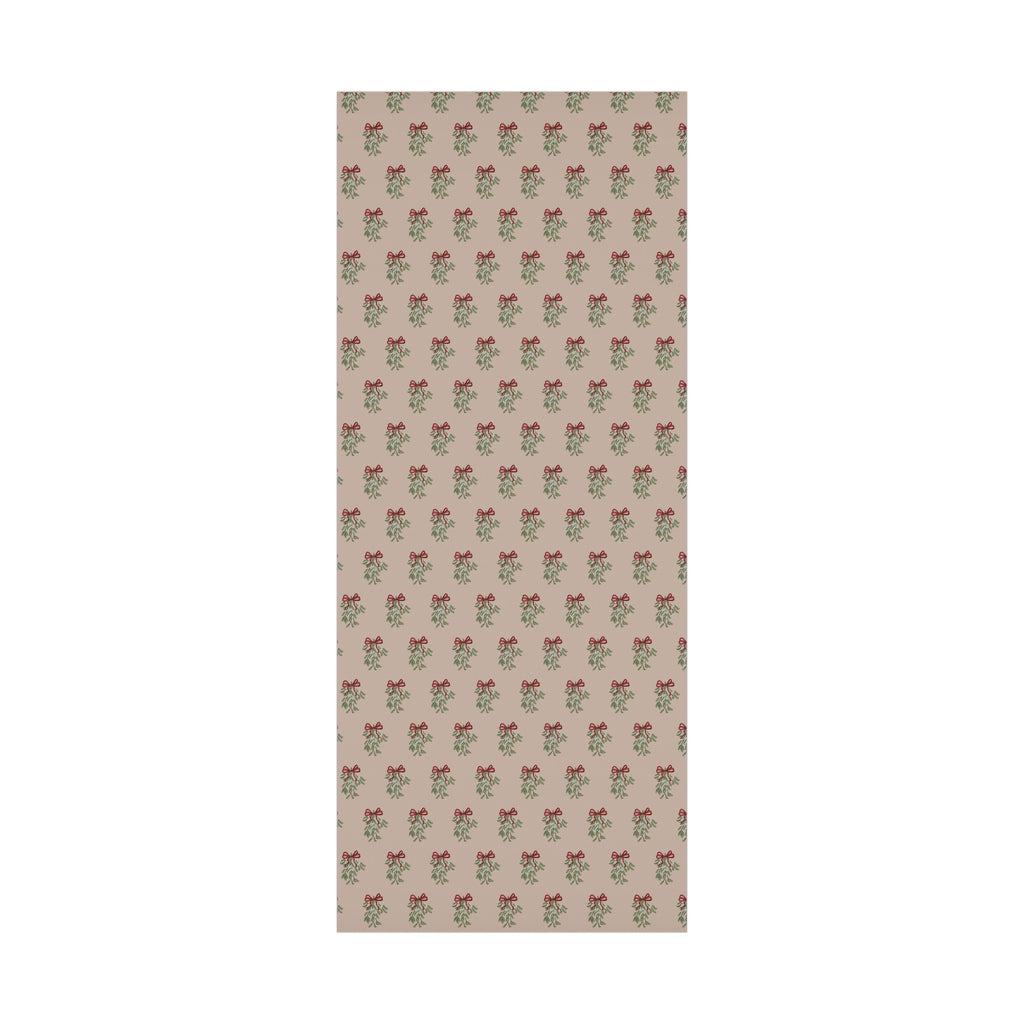 Christmas Mistletoe Wrapping Papers, Holiday Gift Wrap, Festive Present Packaging, Xmas Decor Paper, Red Bow Design