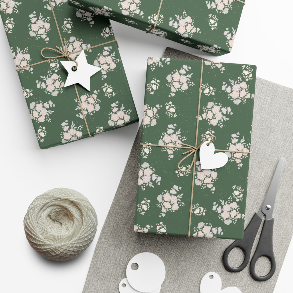 Wrapping Paper Set - Green Floral Design