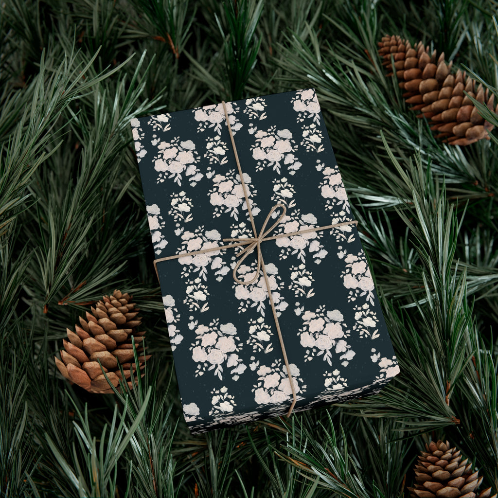 Floral Wrapping Paper, Painted Flowers Gift Wrap, Wrapping Paper Roll, Gift Packaging, Present Decoration, Floral Pattern, Christmas florals