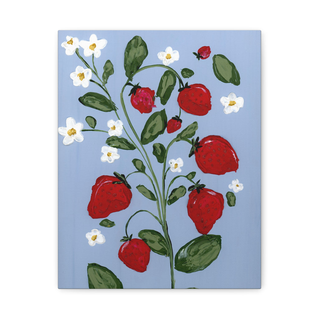 Strawberry Blossoms Art Canvas - Beautiful Floral Wall Decor for Home