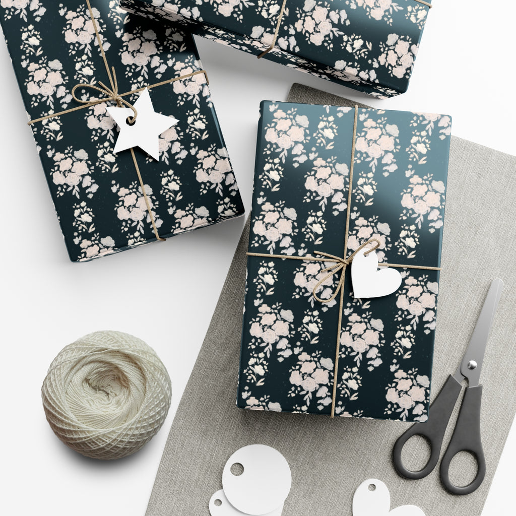 Floral Wrapping Paper, Painted Flowers Gift Wrap, Wrapping Paper Roll, Gift Packaging, Present Decoration, Floral Pattern, Christmas florals