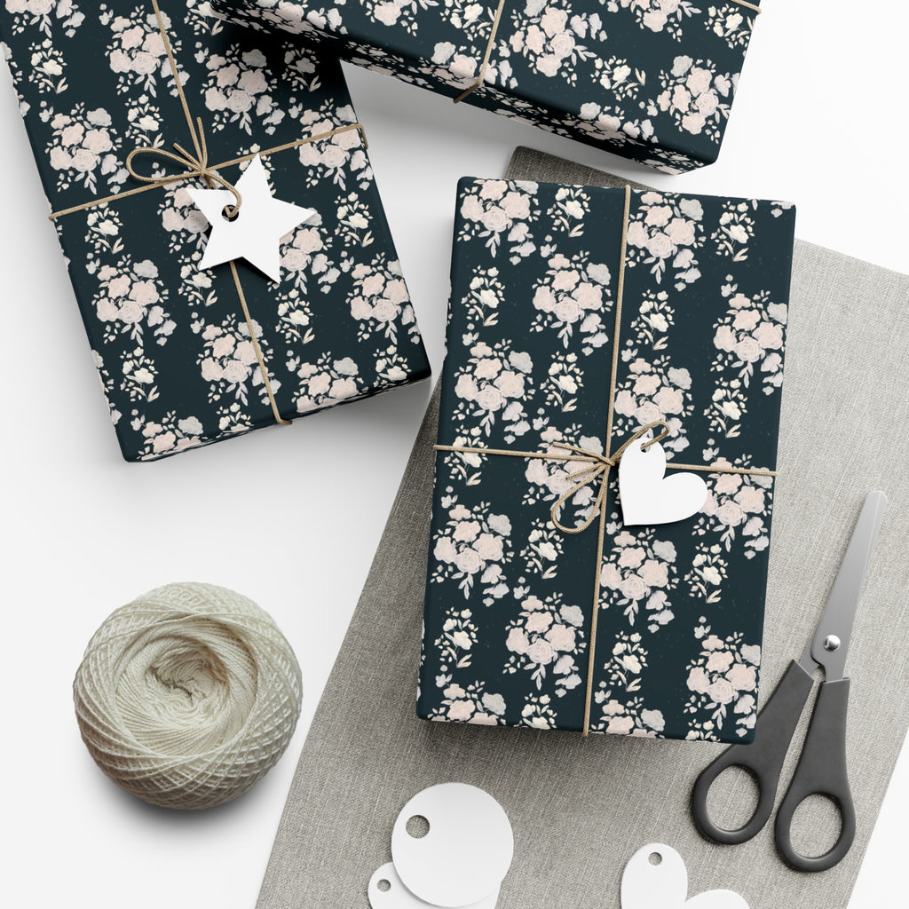 Floral Wrapping Paper, Painted Flowers Gift Wrap, Wrapping Paper Roll, Gift Packaging, Present Decoration, Floral Pattern, Christmas florals