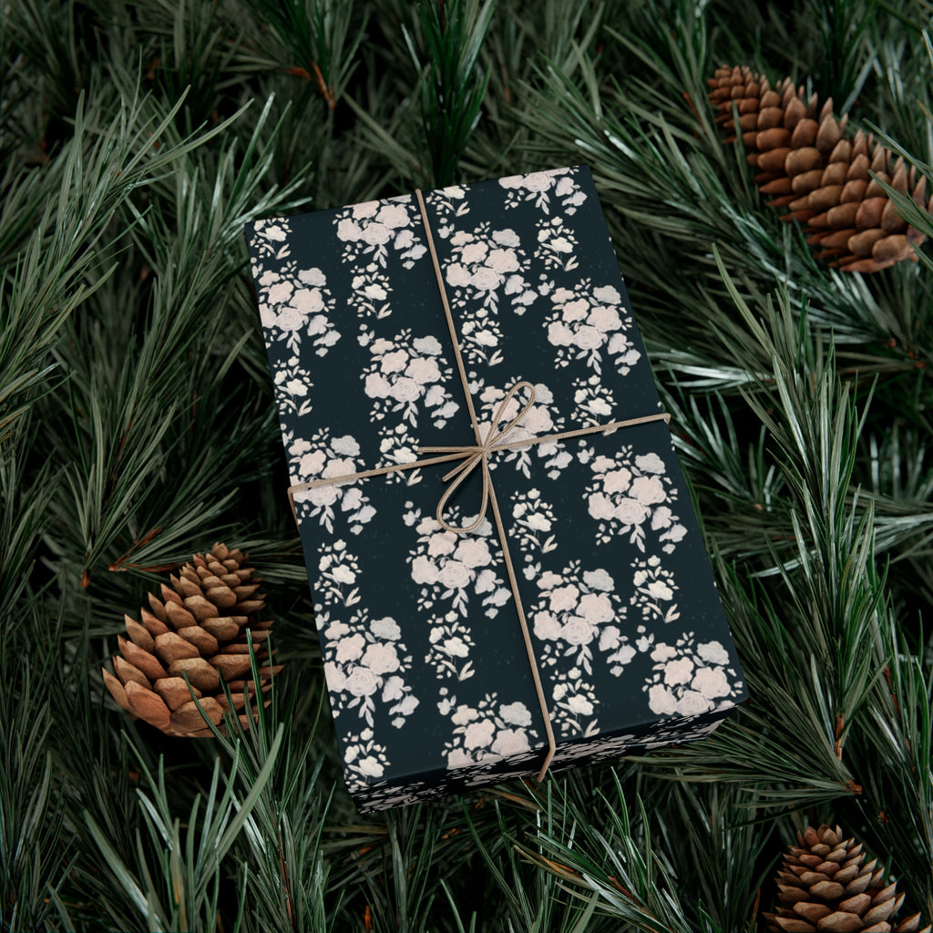 Floral Wrapping Paper, Painted Flowers Gift Wrap, Wrapping Paper Roll, Gift Packaging, Present Decoration, Floral Pattern, Christmas florals