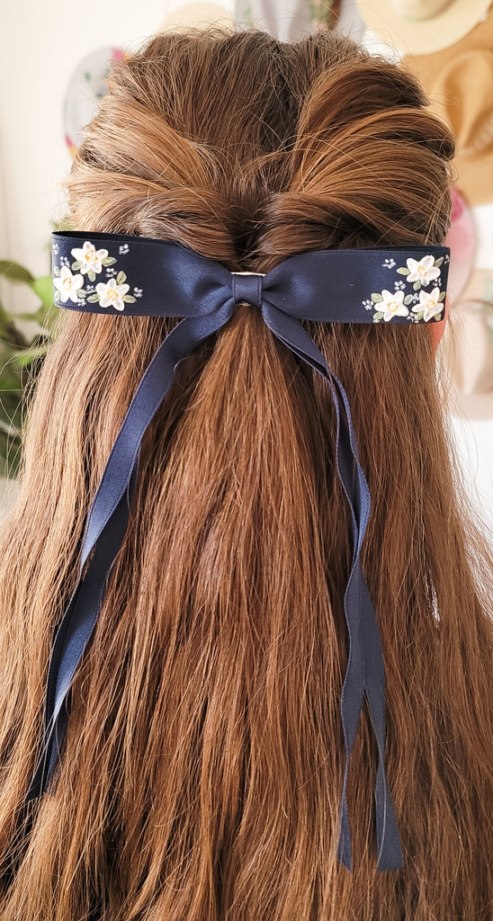 Navy Hair Bow