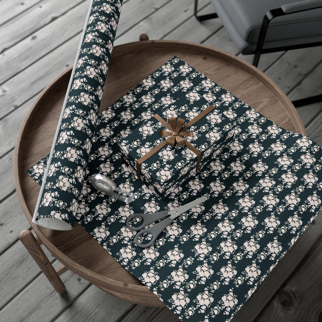 Floral Wrapping Paper, Painted Flowers Gift Wrap, Wrapping Paper Roll, Gift Packaging, Present Decoration, Floral Pattern, Christmas florals