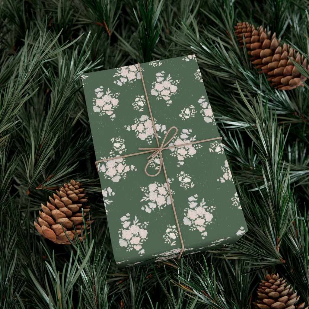 Wrapping Paper Set - Green Floral Design