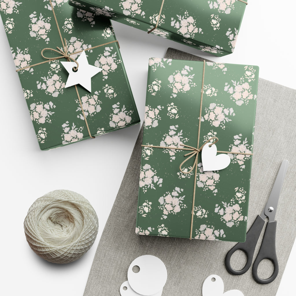 Wrapping Paper Set - Green Floral Design
