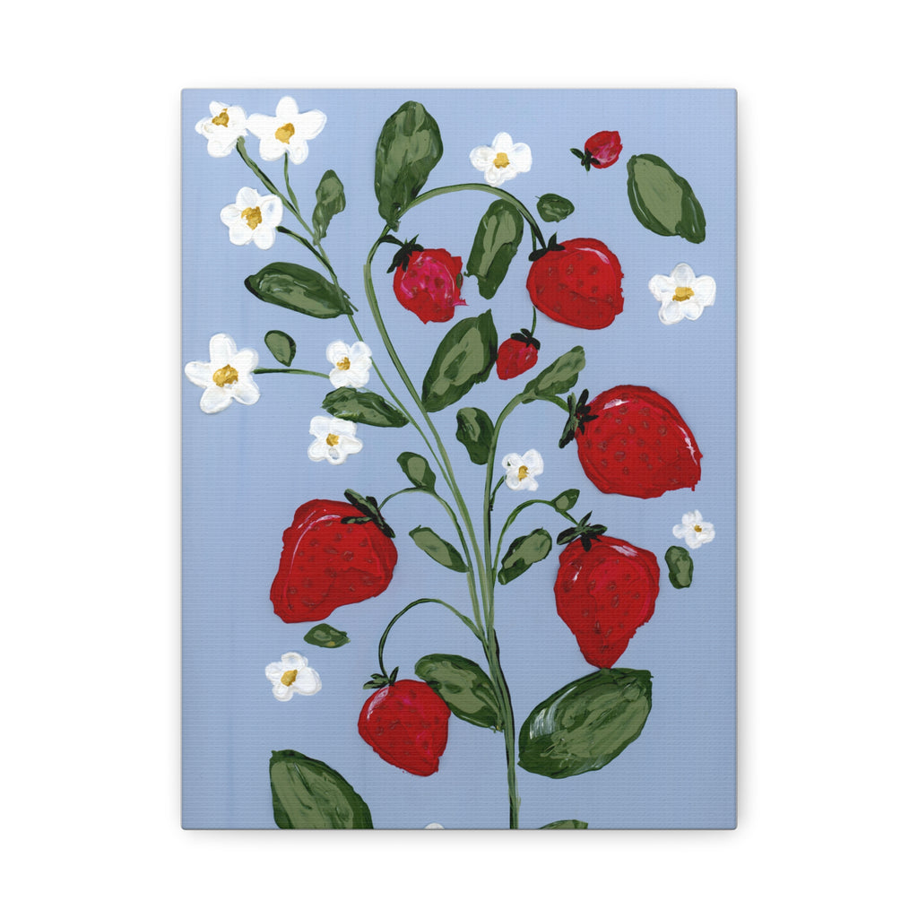 Strawberry Blossoms Art Canvas - Beautiful Floral Wall Decor for Home