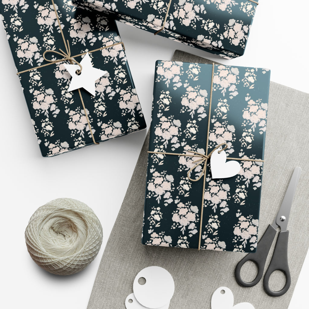 Floral Wrapping Paper, Painted Flowers Gift Wrap, Wrapping Paper Roll, Gift Packaging, Present Decoration, Floral Pattern, Christmas florals