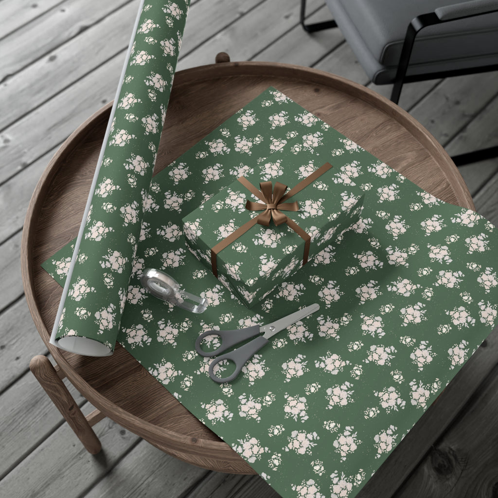 Wrapping Paper Set - Green Floral Design
