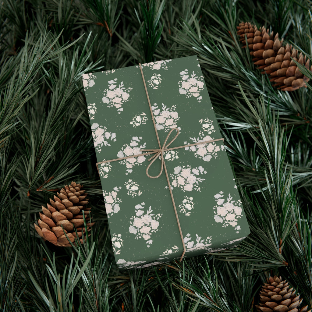 Wrapping Paper Set - Green Floral Design