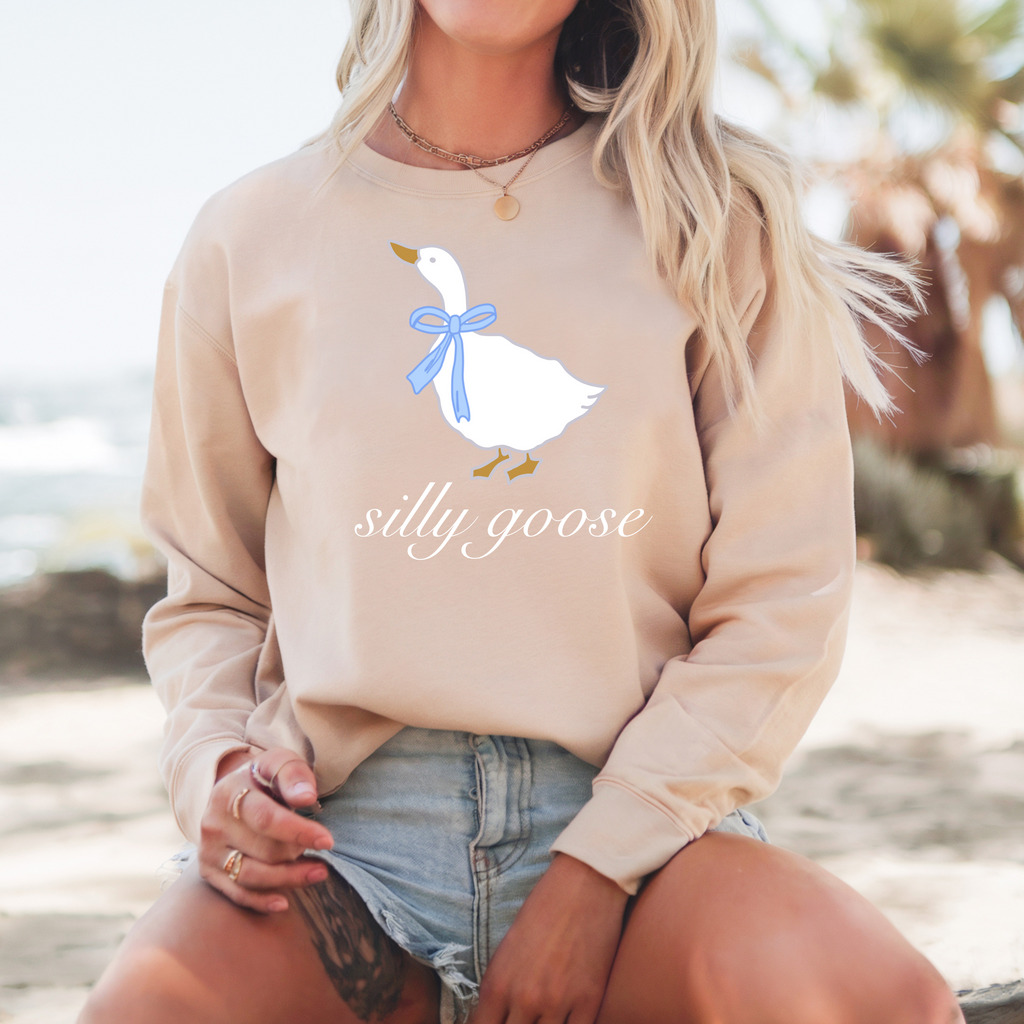Silly Goose Crewneck Sweatshirt, Vintage Inspired 80s 90s Sweatshirt, Retro Quirky Bird Pullover, Fun Animal Sweater, Goose Sweater