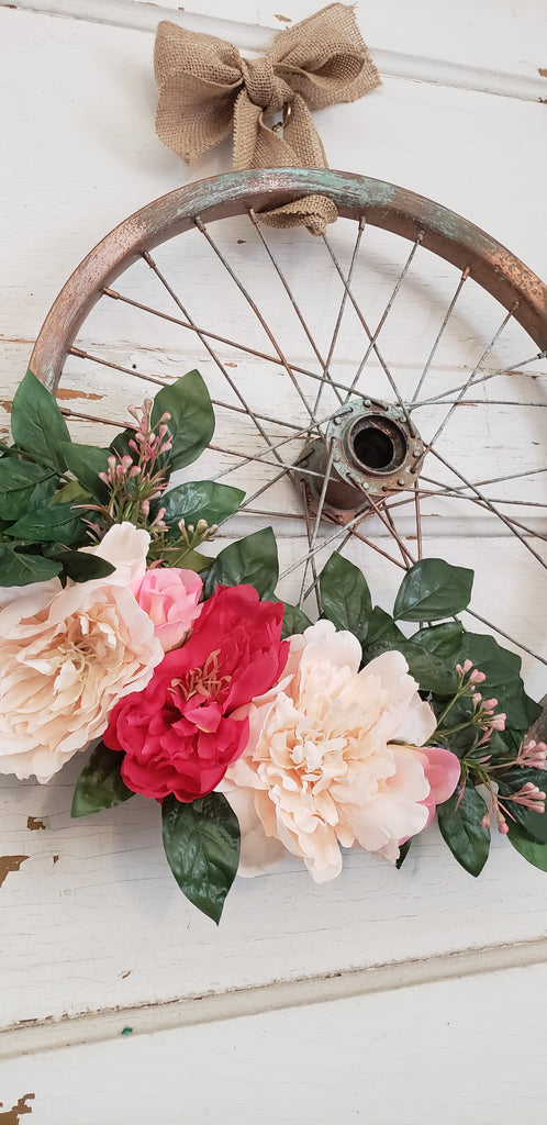 Pink Peony Bicycle Wreath
