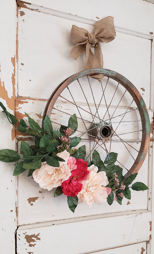 Pink Peony Bicycle Wreath
