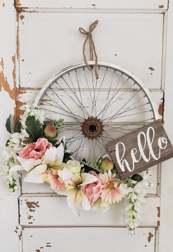 White 'hello' Wreath Sign