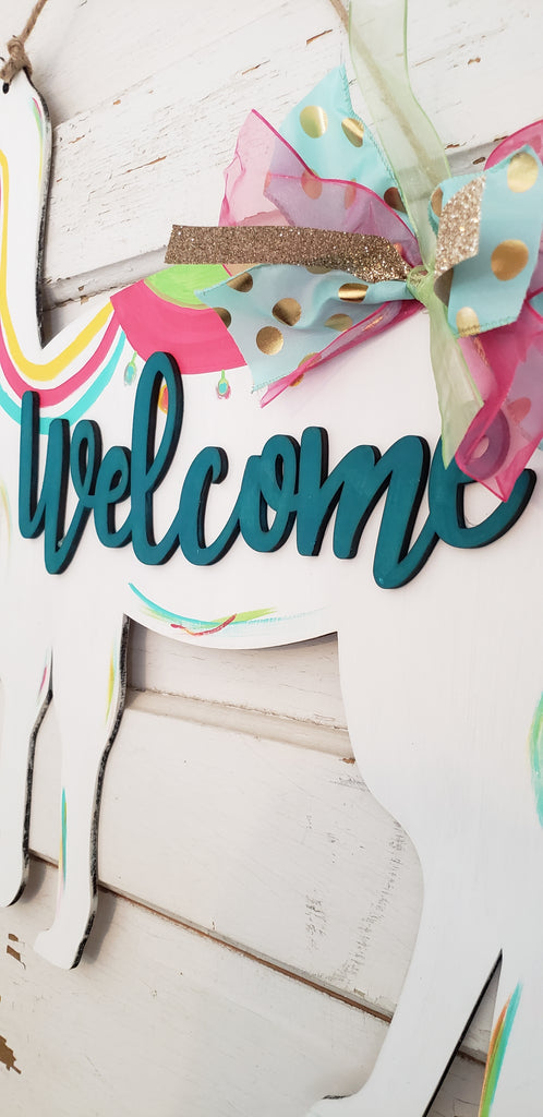 Llama 'Welcome' Door Hanger