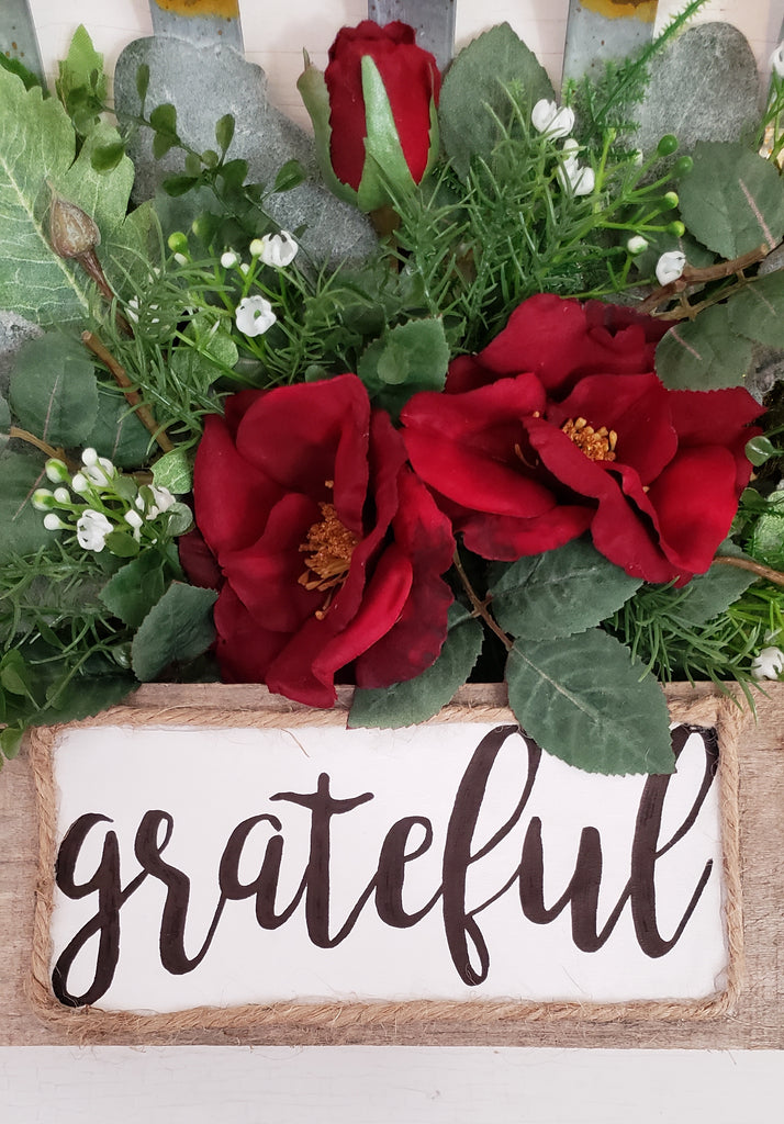 'Grateful' Wild Rose Tobacco Basket Wreath