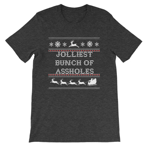 'Jolliest Bunch of Assholes' White Print Unisex T-Shirt