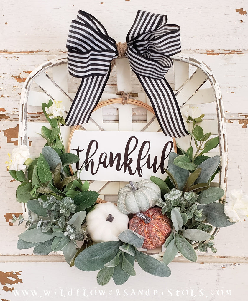 'Thankful' Tobacco Basket Wreath