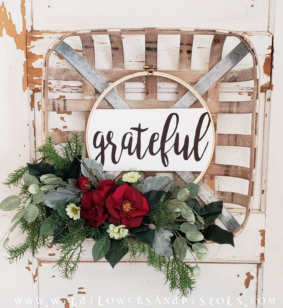 Embroidery Hoop Tobacco Basket Wreath