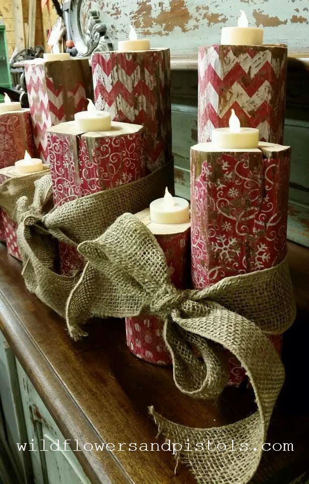Wooden Christmas Candle Holders