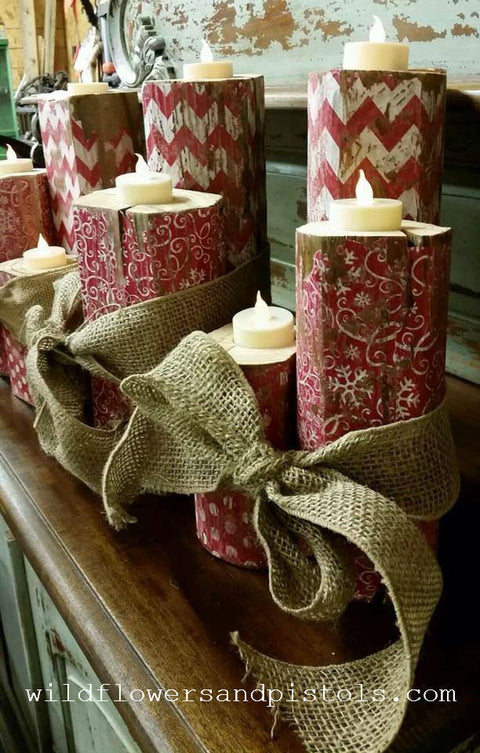 Wooden Christmas Candle Holders