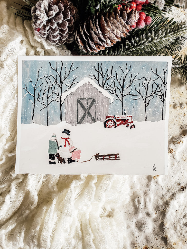 Christmas on the Farm Fine Art Paper Print