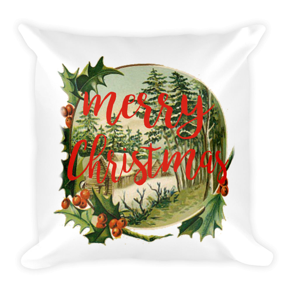 Merry Christmas Winter Scene Pillow